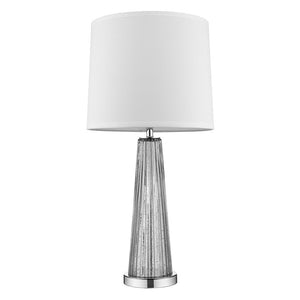 29" Silver Glass Buffet Lamp With Off White Empire Shade