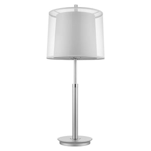 31" Silver Metal Table Lamp With White Empire Shade