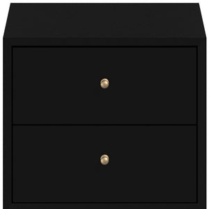 26" Black Solid Wood Two Drawer Nightstand