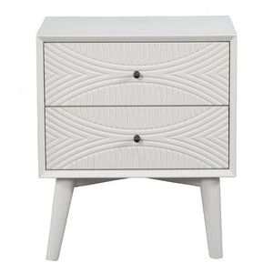 26" Solid Wood and Wood Two Drawer Nightstand