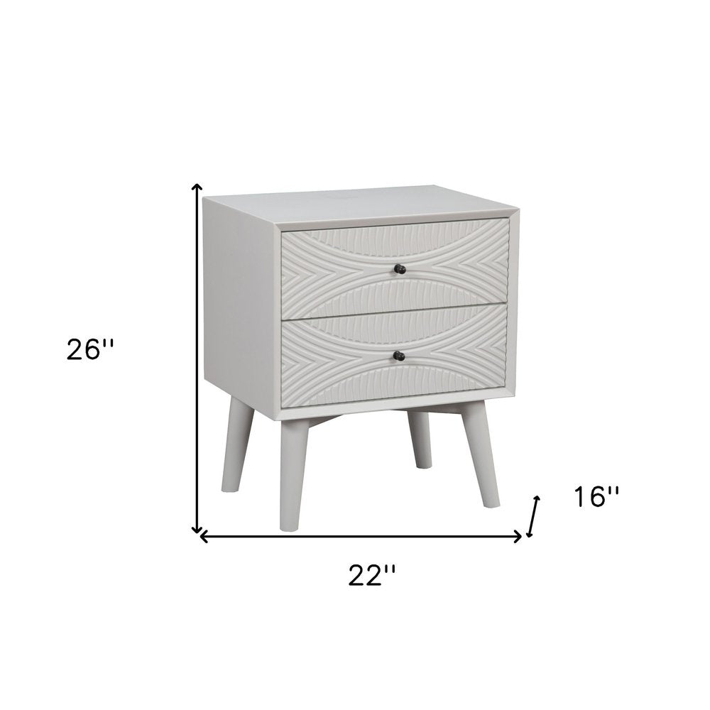 26" Solid Wood and Wood Two Drawer Nightstand