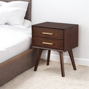 25" Solid Wood and Wood Two Drawer Nightstand