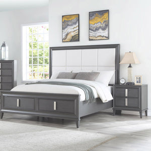 29" Dark Gray Solid Wood and Wood Two Drawer Nightstand