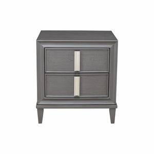 29" Dark Gray Solid Wood and Wood Two Drawer Nightstand