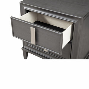 29" Dark Gray Solid Wood and Wood Two Drawer Nightstand