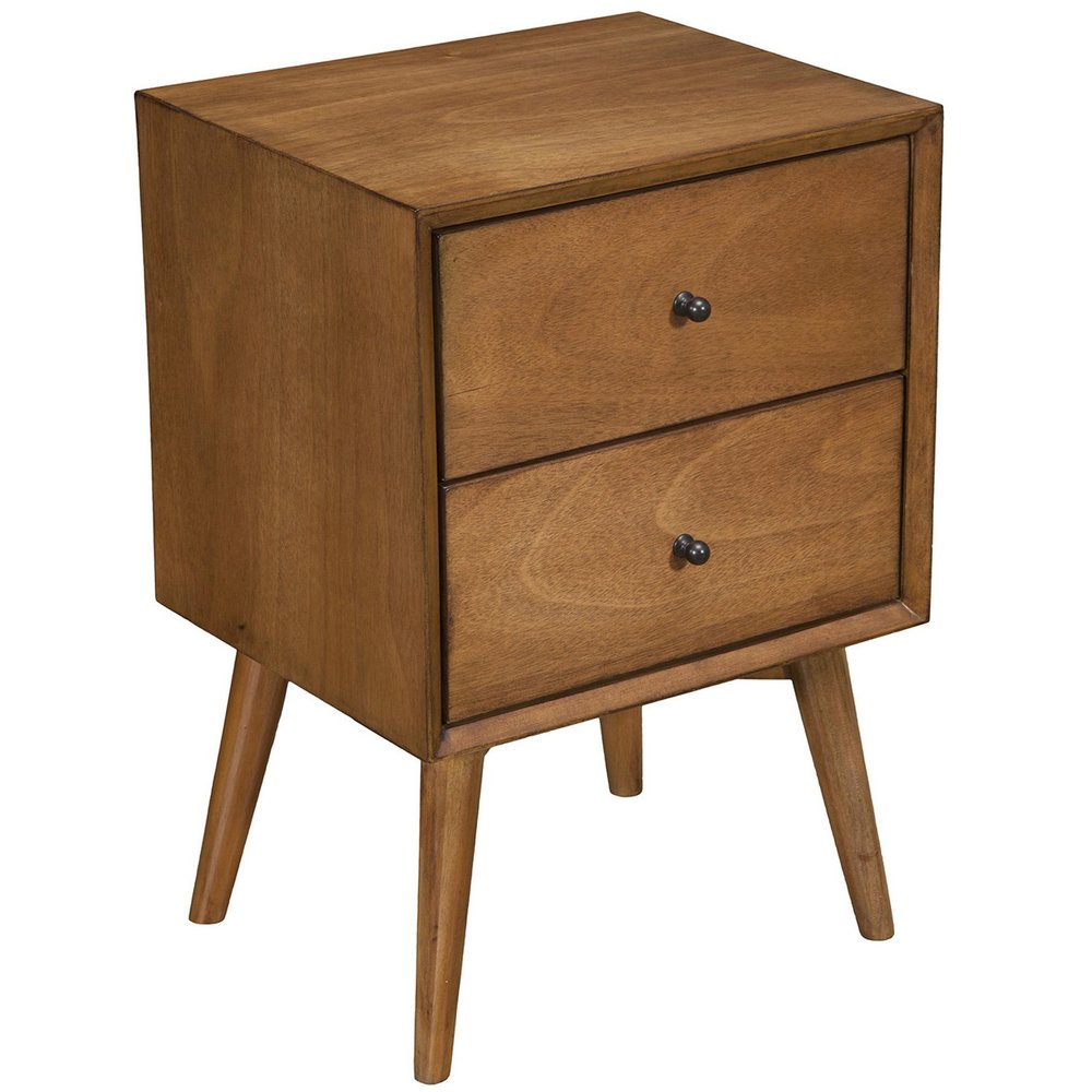 26" Solid Wood and Wood Two Drawer Nightstand