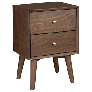26" Brown Solid Wood and Wood Two Drawer Nightstand