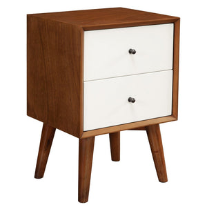 26" Solid Wood and Wood Two Drawer Nightstand
