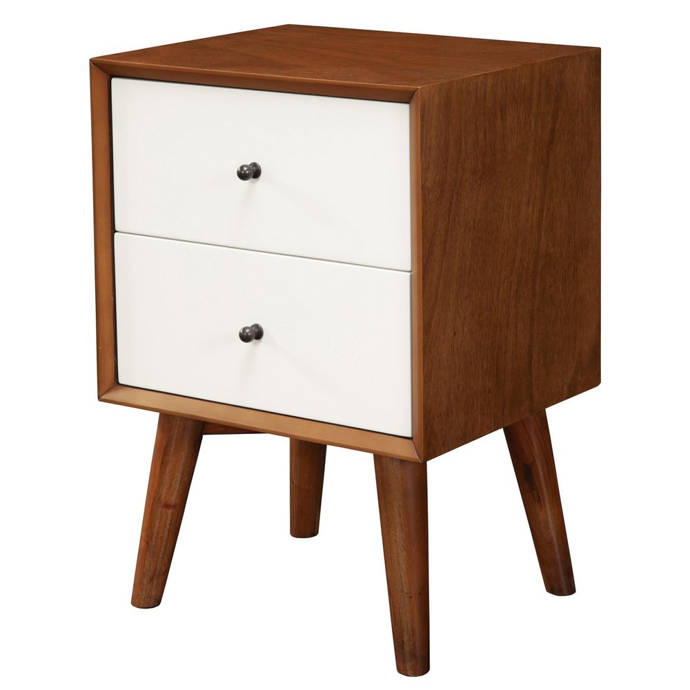 26" Solid Wood and Wood Two Drawer Nightstand