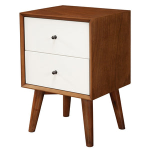 26" Solid Wood and Wood Two Drawer Nightstand