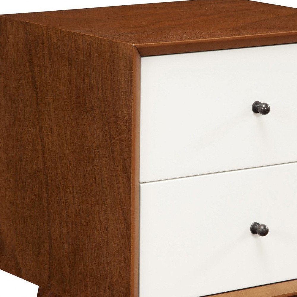 26" Solid Wood and Wood Two Drawer Nightstand