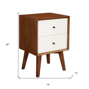 26" Solid Wood and Wood Two Drawer Nightstand