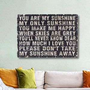 20" X 28" Rustic Black Wood You Are My Sunshine Wall Decor