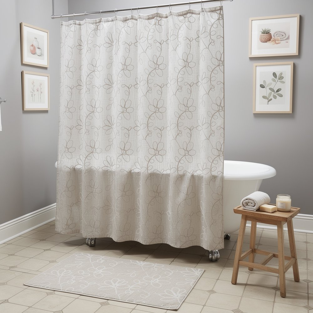 72" Linen Polyester Shower Curtain