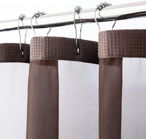 Brown Modern Grid Shower Curtain and Liner Set