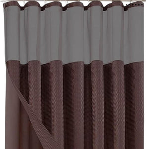 Brown Modern Grid Shower Curtain and Liner Set