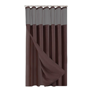 Brown Modern Grid Shower Curtain and Liner Set