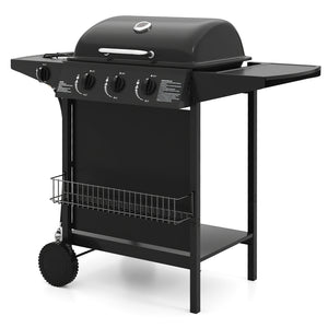39 000 BTU Outdoor Burner Propane Gas Grill on Wheels-Black