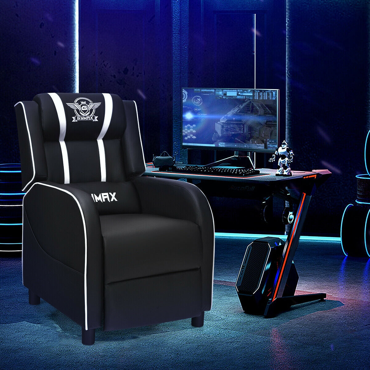 Massage Racing Gaming Single Recliner Chair-Red