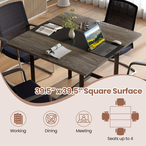 39.5 Inches Square Conference Table Meeting Room Table with Thickened Tabletop-Grey