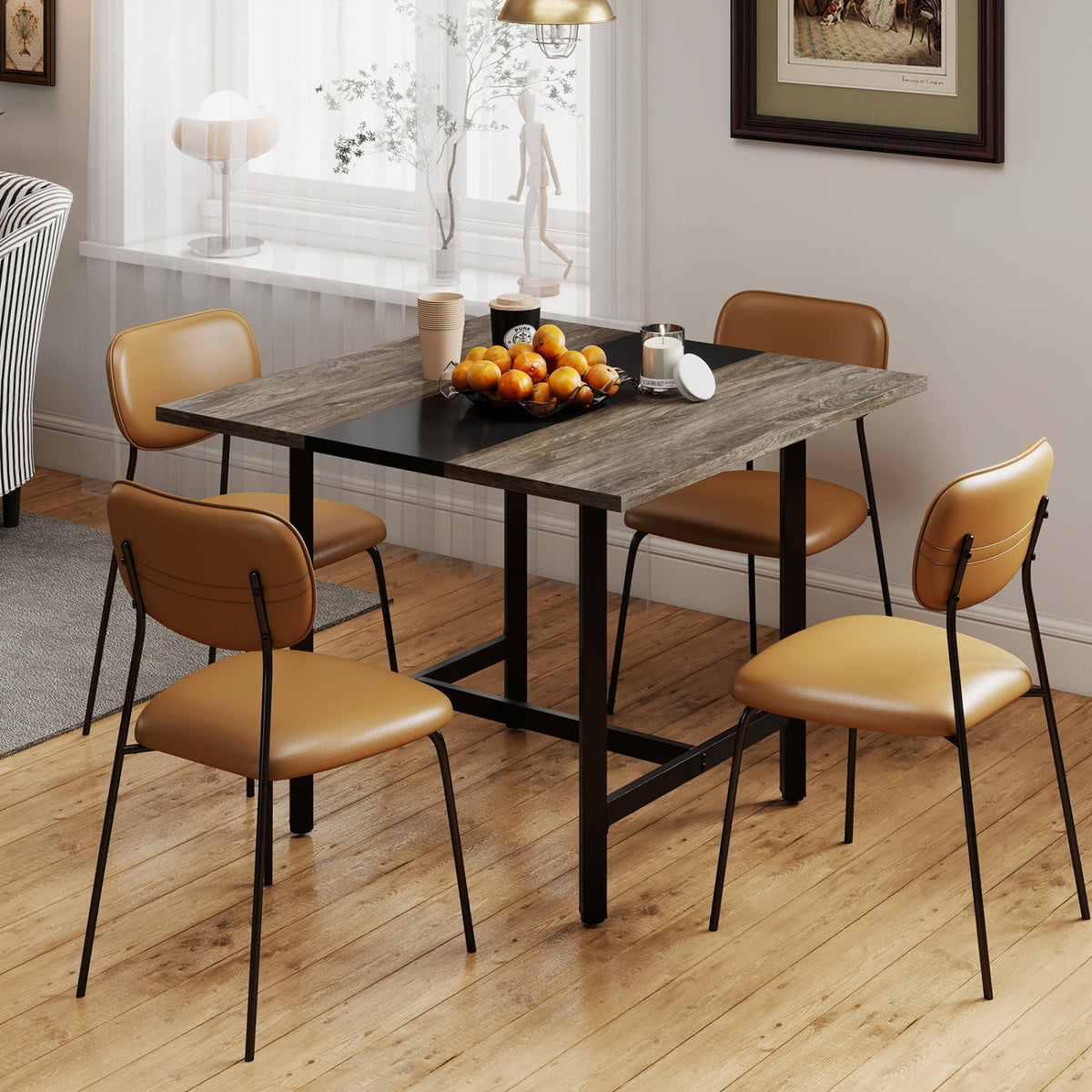 39.5 Inches Square Conference Table Meeting Room Table with Thickened Tabletop-Grey