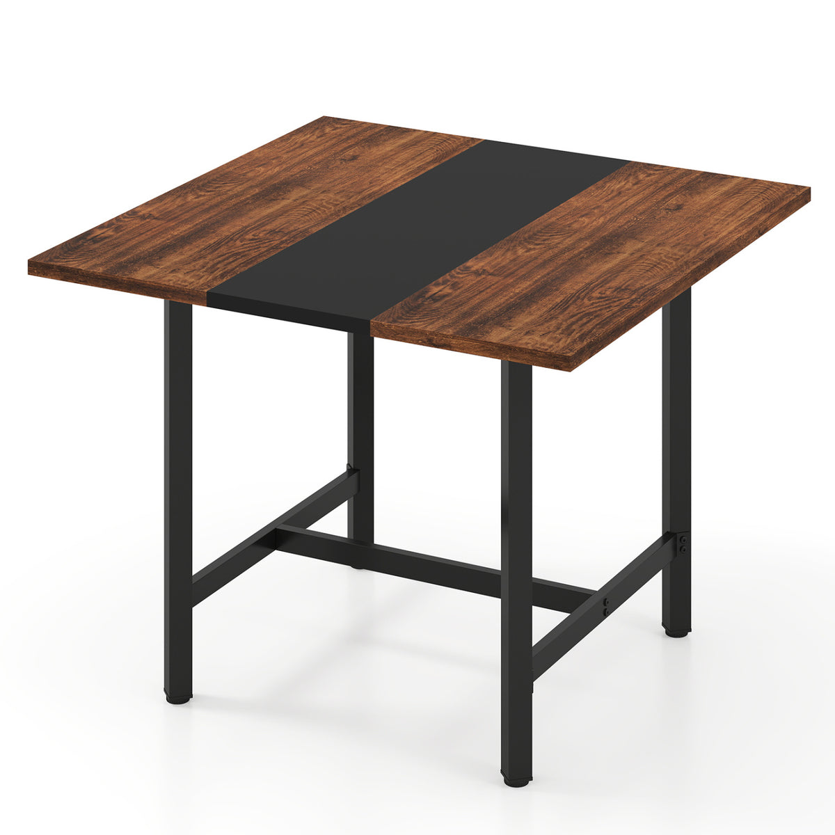 39.5 Inches Square Conference Table Meeting Room Table with Thickened Tabletop-Rustic Brown