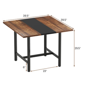 39.5 Inches Square Conference Table Meeting Room Table with Thickened Tabletop-Rustic Brown