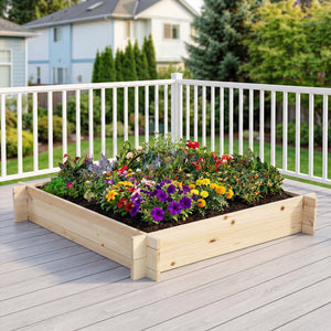 39.5" x 39.5" Square  Wooden Raised Garden Bed-Natural