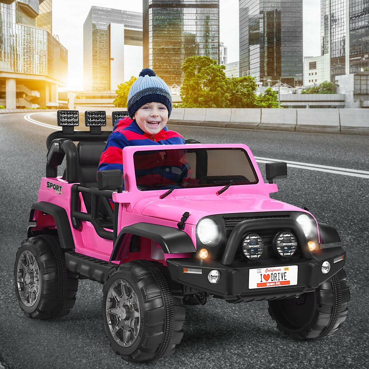 12V 2-Seater Ride on Car Truck with Remote Control and Storage Room-White