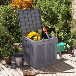 39 Gallon Deck Box with Lockable Lid Package Delivery Box for Patio Furniture Cushions-Gray