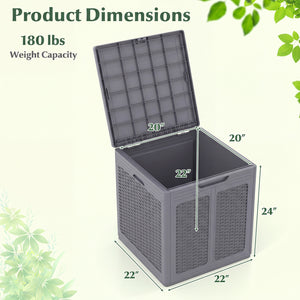 39 Gallon Deck Box with Lockable Lid Package Delivery Box for Patio Furniture Cushions-Gray