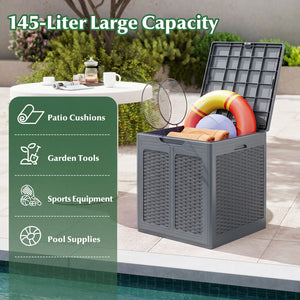 39 Gallon Deck Box with Lockable Lid Package Delivery Box for Patio Furniture Cushions-Gray