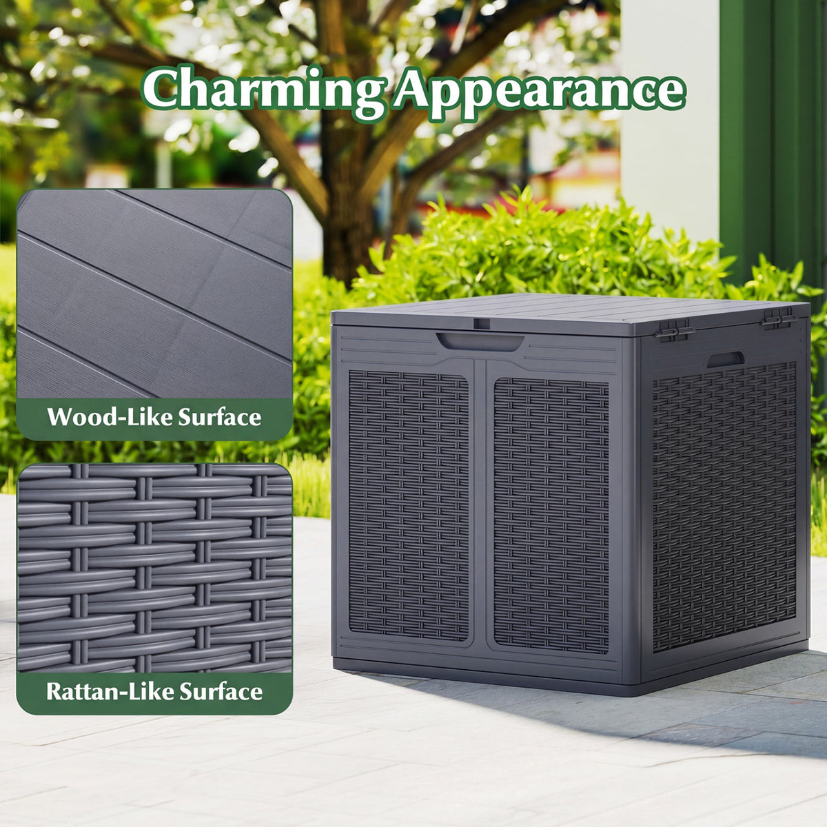 39 Gallon Deck Box with Lockable Lid Package Delivery Box for Patio Furniture Cushions-Gray