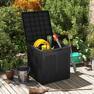 39 Gallon Deck Box with Lockable Lid Package Delivery Box for Patio Furniture Cushions-Black