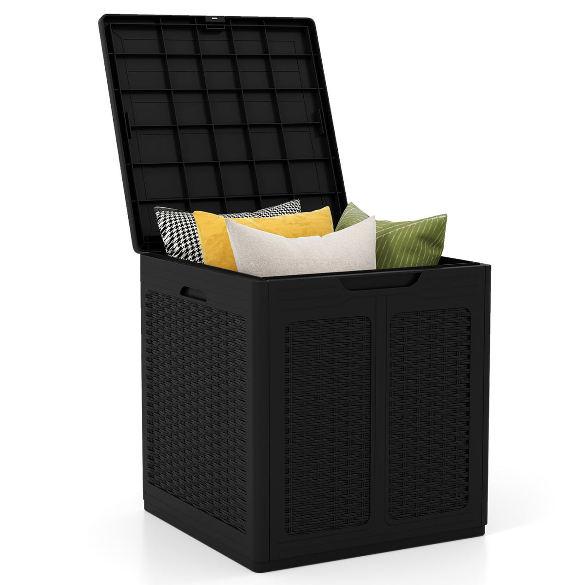 39 Gallon Deck Box with Lockable Lid Package Delivery Box for Patio Furniture Cushions-Black
