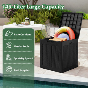 39 Gallon Deck Box with Lockable Lid Package Delivery Box for Patio Furniture Cushions-Black