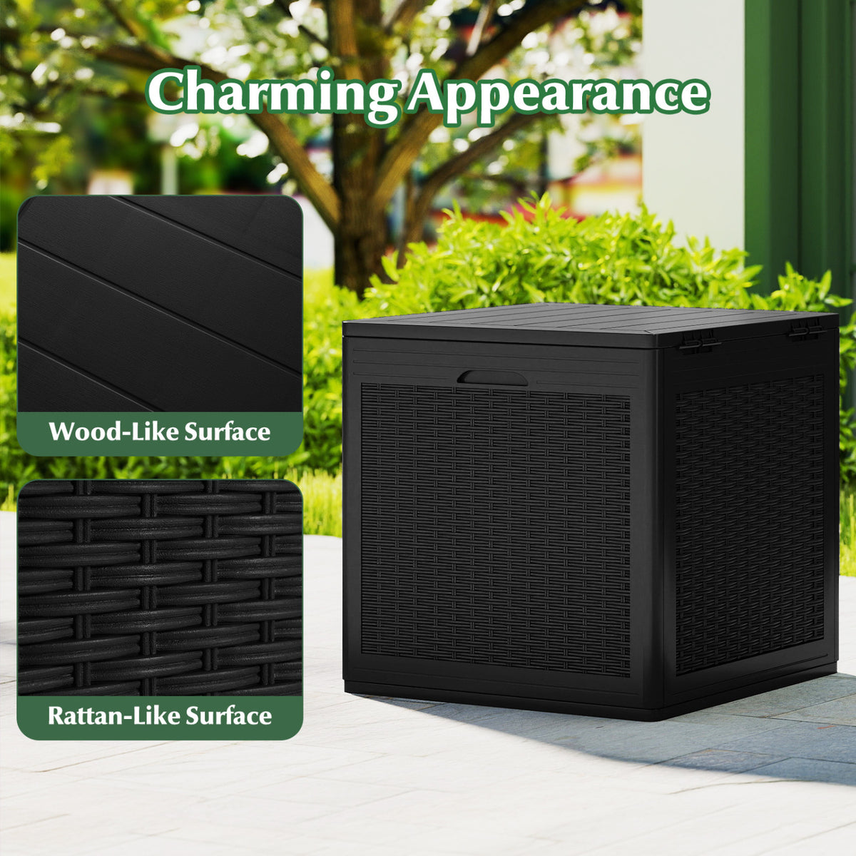 39 Gallon Deck Box with Lockable Lid Package Delivery Box for Patio Furniture Cushions-Black