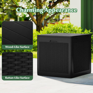 39 Gallon Deck Box with Lockable Lid Package Delivery Box for Patio Furniture Cushions-Black