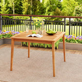 39 Inch Acacia Wood Dining Square Bistro Table with 1.96 Inch Umbrella Hole