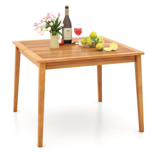 39 Inch Acacia Wood Dining Square Bistro Table with 1.96 Inch Umbrella Hole