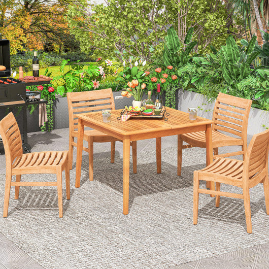 39 Inch Acacia Wood Dining Square Bistro Table with 1.96 Inch Umbrella Hole