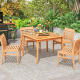 39 Inch Acacia Wood Dining Square Bistro Table with 1.96 Inch Umbrella Hole