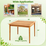 39 Inch Acacia Wood Dining Square Bistro Table with 1.96 Inch Umbrella Hole