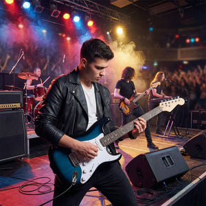39 Inch Full Size Electric Guitar Beginner Kit with Amplifier for Starter-Blue