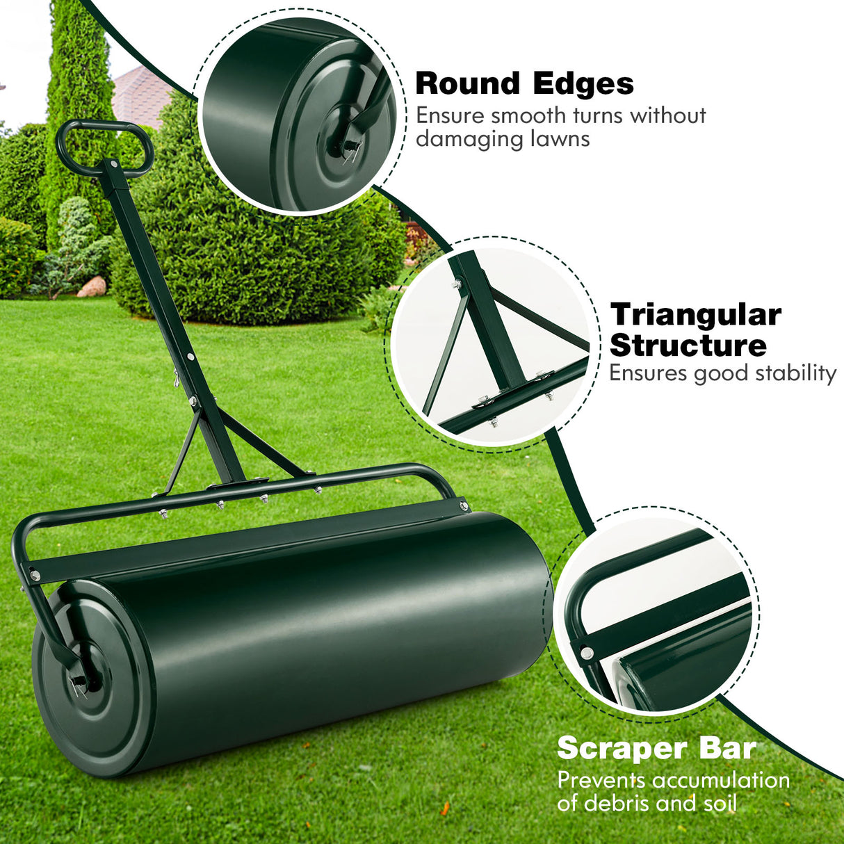 39 Inch Wide Push/Tow Lawn Roller-Green