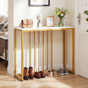 39"Modern Console Table with Built-in Charging Station-White
