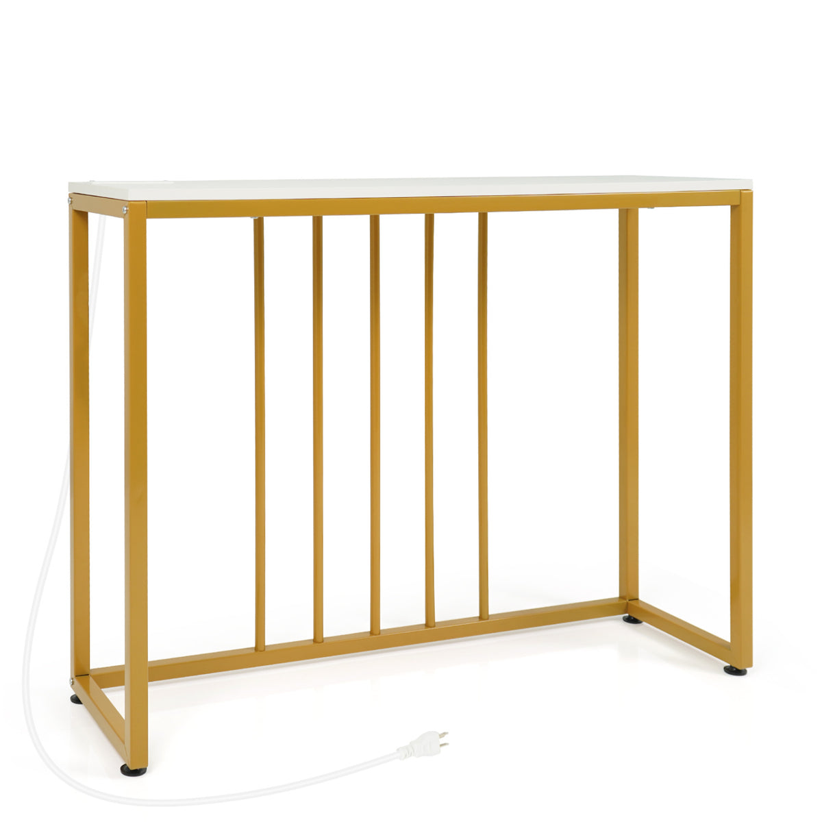 39"Modern Console Table with Built-in Charging Station-White