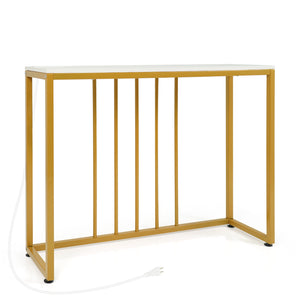 39"Modern Console Table with Built-in Charging Station-White