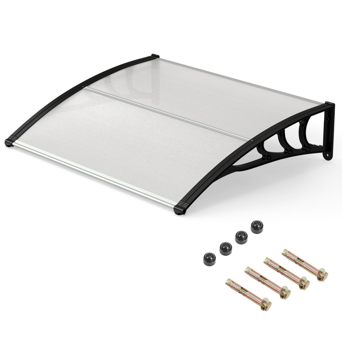 39 x 30 Inch Outdoor Front Door Window Awning Door Canopy Exterior-Black