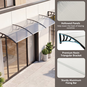 39 x 30 Inch Outdoor Front Door Window Awning Door Canopy Exterior-Black